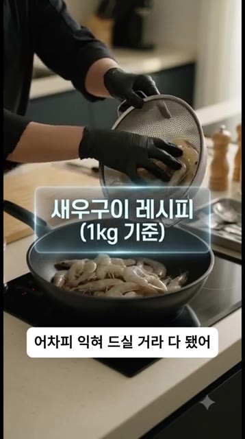 예열된 웍에 손질한 새우 1kg을 넣고 불을 켭니다. — 소금 깔지 마세요! 물 한 방울 없이 10분 만에 끝내는 인생 새우구이 레시피