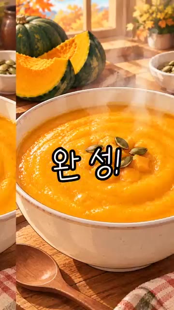 찹쌀가루를 넣고 걸쭉하게 끓인다. — 가을엔 따뜻한 단호박죽
