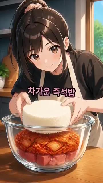 잘게 다진 신김치 3큰술을 듬뿍 넣고, 데우지 않은 찬밥 200g을… — 눈감고도 만드는 3분 스팸김치밥