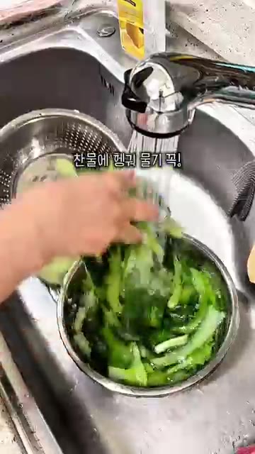 얼갈이를 손질하여 끓는 물에 소금을 넣고 데쳐 찬물에 헹궈 물기를… — 쌀쌀한 날씨에 딱! 소고기 얼갈이국 레시피
