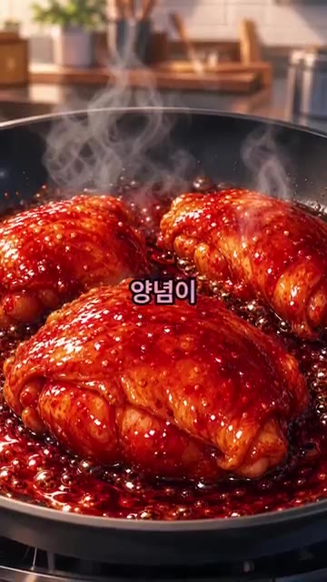 만들어둔 고추장 마요 소스를 붓고 닭에 착 붙도록 센불에서 2분간… — 진짜 맛있는 고추장 마요 닭구이