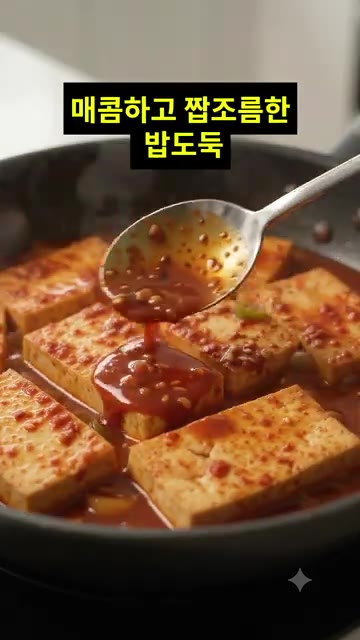 양념이 졸아들면 썰어둔 대파와 참깨를 뿌려 마무리합니다. — 이모카세 두부조림 레시피｜퇴근 후 10분 컷! 매콤한 밥도둑 반찬