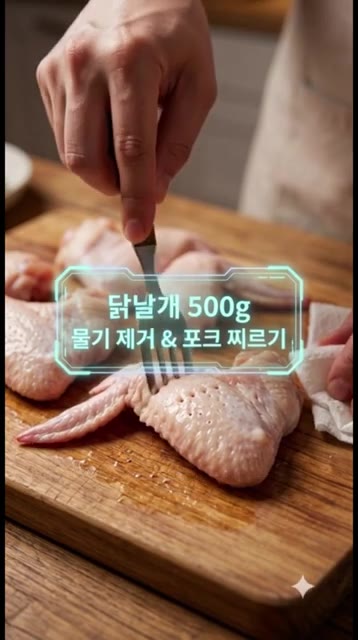 닭날개 500g은 물기를 제거하고 포크로 찔러줍니다. — 중국집 갈 필요 없는 초간단 베이징 닭날개 구이!