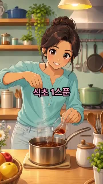 소스 팬에 케첩 2스푼, 진간장 1스푼, 식초 1스푼, 설탕 1티스… — 돈가스 소스 없이 오므라이스 만드는 법