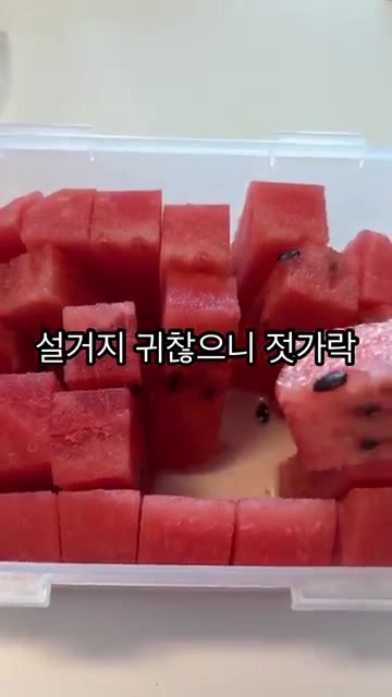 설거지가 귀찮으니 수박을 숟가락으로 떠먹는다. — 마늘쫑 비빔밥