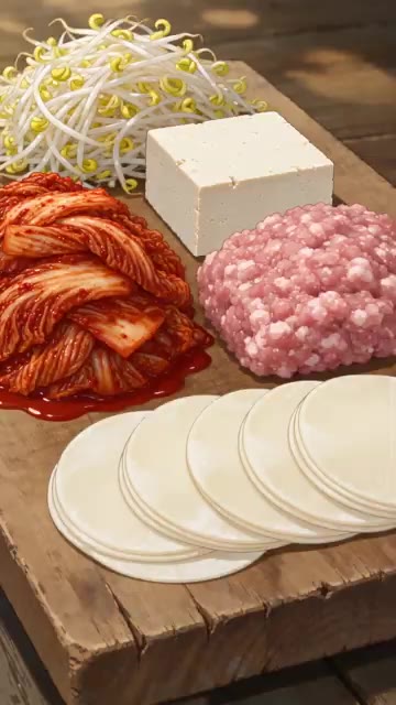 잘게 다진 김치를 면포에 짜서 물기를 빼고, 으깬 두부와 다진 돼지… — 김치만두 레시피 🥟 돼지고기·두부 넣고 대나무 찜기에 찌는 여름 저녁 만두 | Steamed Kimchi Dumplings