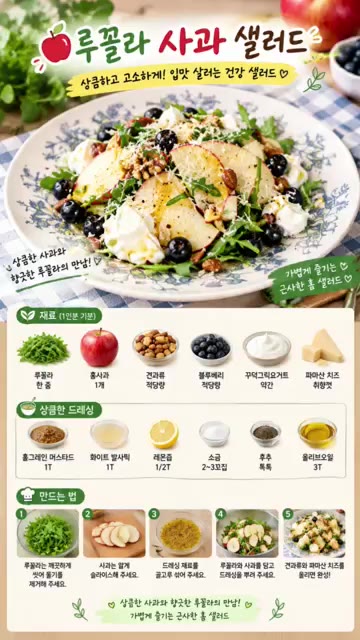 루꼴라는 깨끗하게 씻어 물기를 제거해주세요. — 상큼하고 고소하게! 루꼴라 사과 샐러드