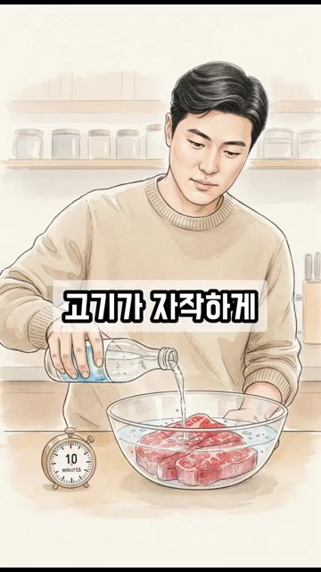 고기를 그릇에 담고 고기가 잠길 정도로만 탄산수를 부어준 뒤 딱 1… — 소고기 질길 때 탄산수 10분? 정말 부드러워질까?