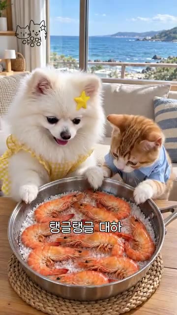 뚜껑을 덮고 새우가 빨갛게 익기를 기다린다. — 탱글탱글 대하 새우 소금구이