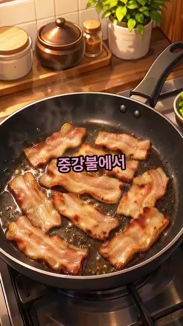 팬에 삼겹살 200g을 올리고 중불에서 노릇하게 바싹 구워줍니다. — 반찬 없을 때 제일 많이 해먹은 덮밥, 삼겹살 간장덮밥
