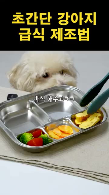 팬에 당근을 올리고 부드럽게 익혀준다. — 초간단 강아지 급식 제조법