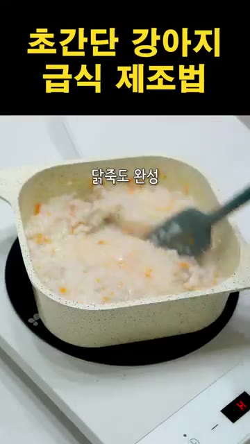 준비된 재료들을 강아지 전용 식판에 보기 좋게 담아준다. — 초간단 강아지 급식 제조법