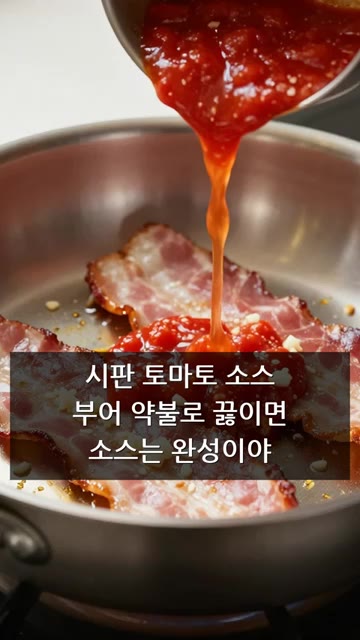 시판 토마토 소스를 붓고 약불로 끓여 소스를 완성합니다. — 시판 토마토 소스에 '이것' 넣었더니 생긴 일
