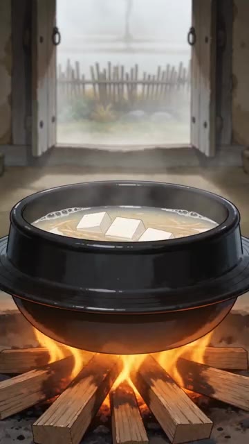 맑은 육수를 붓고 끓여 국물을 뽀얗게 우려냅니다. — 황태해장국 🍲 안개 낀 아침에 끓이는 따뜻한 국