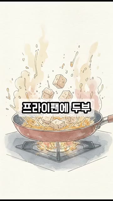 두부를 먹기 좋은 크기로 썰어주세요. — 두부 부칠 때 기름 튄다면? 굽기 전 '이것' 딱 2분!