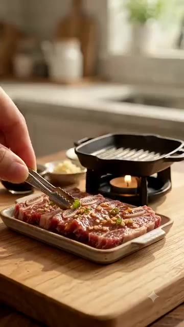 LA갈비에 양념장을 붓고 재워둔다. — LA갈비 미니어처 요리 🥩 작아도 맛있어 보이는 갈비구이