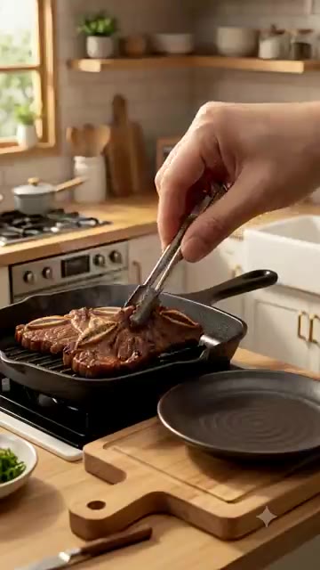 구워진 LA갈비를 접시에 담고 간장 소스를 발라준다. — LA갈비 미니어처 요리 🥩 작아도 맛있어 보이는 갈비구이