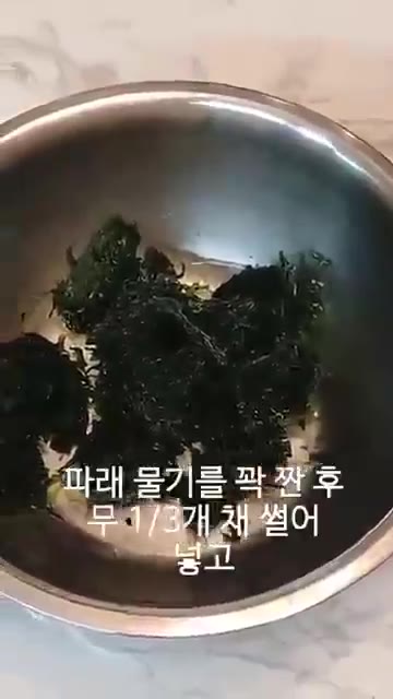 세척한 물파래의 물기를 꼭 짜낸다. — 물파래무침 레시피 (Winter Sea Grape Salad Recipe)