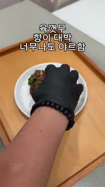 버무린 육회를 접시에 먹음직스럽게 담고 참깨를 뿌려 마무리 해주세요. — 광깻무에 이어 난리난 육깻무 “육회깻잎무침” 요리.레시피